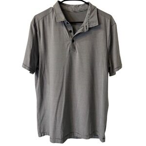 Lululemon‎ Mens Evolution Polo Shirt Striped  Black Activewear Athletic